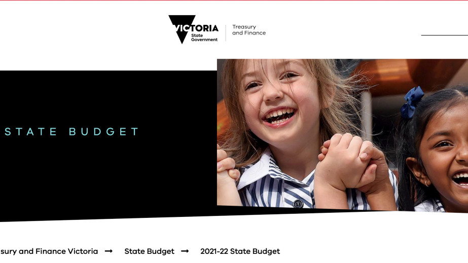 Victorian State Budget image, showing two children
